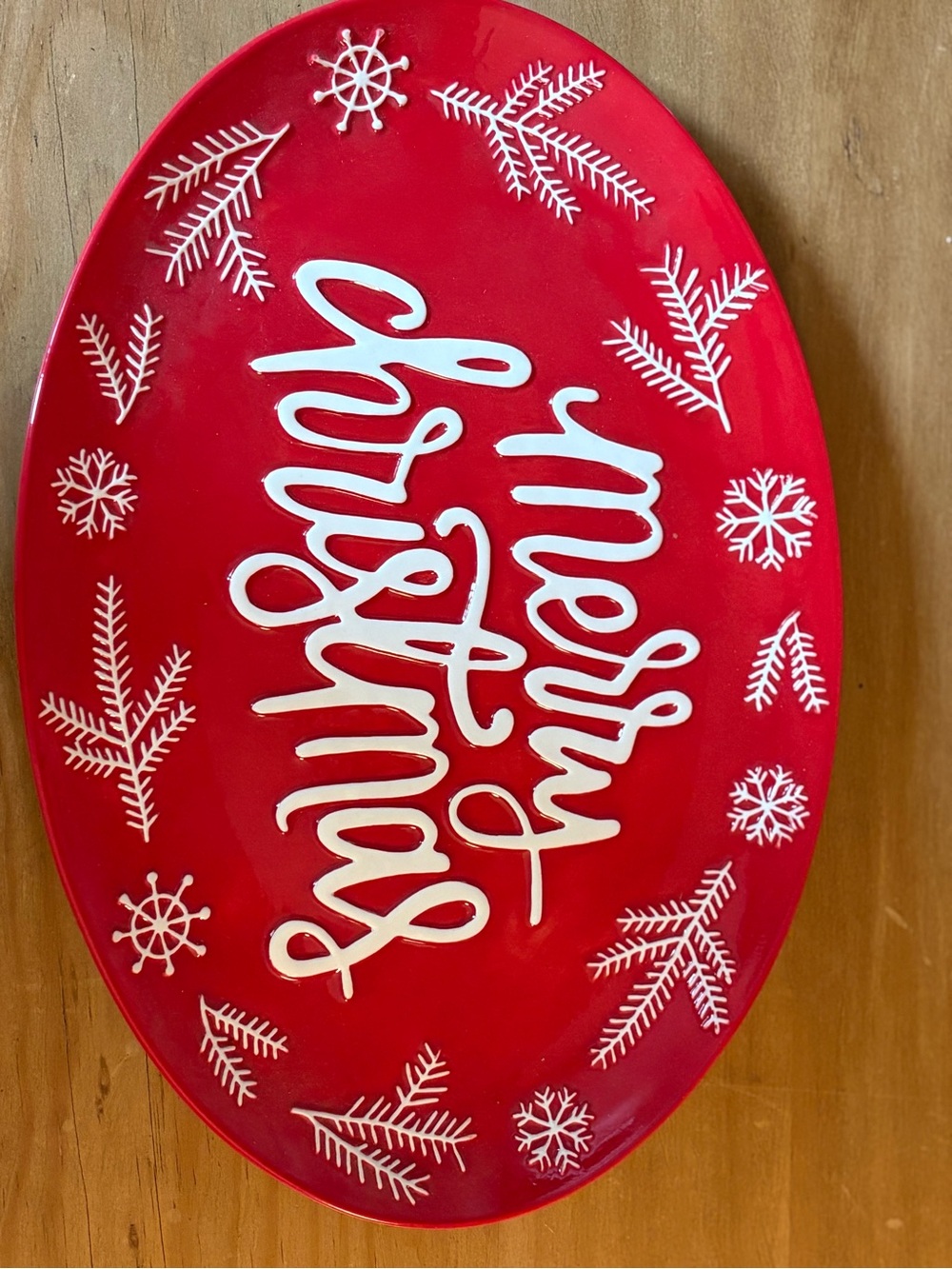 Threshold Red and White 'Merry Christmas' Decorative Platter